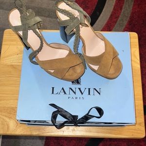 Lanvin Paris Suede Platform Sandals